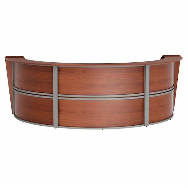 Curved Reception Desk with Counter, 3 Units, 143 inW x 71 inD, Cherry